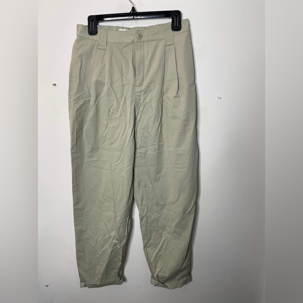 Mango Womens Ivory Relaxed Fit Pleated High Waist Trousers size 8